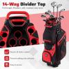 image:imageGoplus Lightweight Golf Cart Bag Molded Lock Top Golf Club Bag w14Way Full Length Organizer Dividers 11 Pockets Cooler Bag Straps Umbrella Holder amp Rain Hood for Men WomenBlackRed