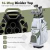 image:imageGoplus Lightweight Golf Cart Bag Molded Lock Top Golf Club Bag w14Way Full Length Organizer Dividers 11 Pockets Cooler Bag Straps Umbrella Holder amp Rain Hood for Men WomenWhiteOlive Green