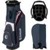 image:imageGoplus Golf Cart Bag Lightweight Portable Golf Bag with 14Way Divider Top 6 Zippered Pockets with Cooler Pocket Rain Hood Adjustable Shoulder Strap for Men WomenNavyRed