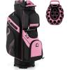 image:imageGoplus Lightweight Golf Cart Bag Molded Lock Top Golf Club Bag w14Way Full Length Organizer Dividers 11 Pockets Cooler Bag Straps Umbrella Holder amp Rain Hood for Men WomenBlackPink