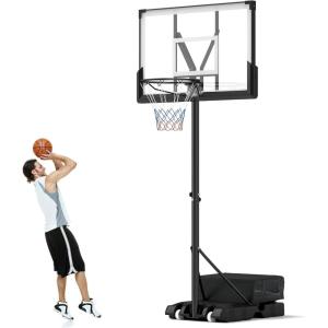image:imageGoplus Basketball Hoop Outdoor 4110 FT Height Adjustable Basketball Goal System with 45 Inch Shatterproof PC Backboard Wheels for Adults in Court Backyard Driveway Pool