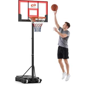 image:imageGoplus Basketball Hoop Outdoor Portable 337FT10FT Adjustable Basketball Goal System wShatterproof PC Backboard Wheels for Adults in Pool Driveway Backyard337 FT  BlackRed