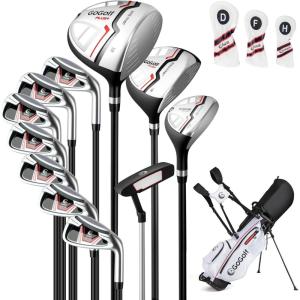 image:imageGoplus Complete Golf Club Set for Women 12 Pieces Right Hand Ladies Golf Clubs w 1 Driver 3 Fairway 5 Hybrid 5 6 7 8 9 P amp S Irons Putter Golf Stand BagWhiteRed