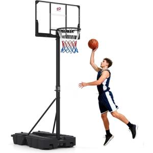 image:imageGoplus Foldable Basketball Hoop 10 FT Stepless Adjustable Basketball Goal System wFillable Base Wheels amp Shatterproof PC Backboard for Adults Indoor Outdoor Portable Basketball Stand for Backyard