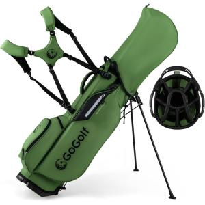 image:imageGoplus Golf Stand Bag Lightweight Golf Club Bag with 8Way Top Dividers Rain Hood 5 Pockets Detachable Dual StrapHandles Portable Golf Carry Bag for Men WomenMilitary Green