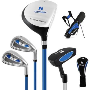 image:imageGoplus Junior Complete Golf Clubs Set for Kids Right Hand Golf Clubs wStand Bag 165CC 3 Fairway 7 amp 9 Irons Putter Head Cover Rain Hood Boys Girls Aged 8101113Blue  Aged 1113