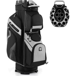 image:imageGoplus Lightweight Golf Cart Bag Molded Lock Top Golf Club Bag w14Way Full Length Organizer Dividers 11 Pockets Cooler Bag Straps Umbrella Holder amp Rain Hood for Men WomenBlackGrey