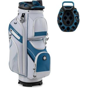 image:imageGoplus Lightweight Golf Cart Bag Molded Lock Top Golf Club Bag w14Way Full Length Organizer Dividers 11 Pockets Cooler Bag Straps Umbrella Holder amp Rain Hood for Men WomenGreyNavy