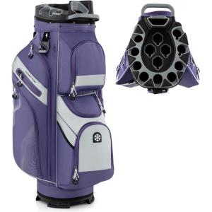 image:imageGoplus Lightweight Golf Cart Bag Molded Lock Top Golf Club Bag w14Way Full Length Organizer Dividers 11 Pockets Cooler Bag Straps Umbrella Holder amp Rain Hood for Men WomenPurpleGrey
