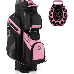 image:imageGoplus Lightweight Golf Cart Bag Molded Lock Top Golf Club Bag w14Way Full Length Organizer Dividers 11 Pockets Cooler Bag Straps Umbrella Holder amp Rain Hood for Men WomenBlackPink