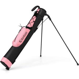 image:imageGoplus Lightweight Golf Stand Bag Sunday Bag for The Driving Range Par 3 and Executive Courses Pitch n Putt Golf Club Carry Bag wShoulder Strap Pocket Bottle Holder for Men WomenPinkBlack