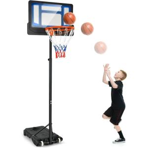 image:imageGoplus Portable Basketball Hoop Basketball Goal w43 FT82 FT Adjustable Height Ball Storage Indoor Outdoor WeatherResistance Basketball Hoop System for Outside Backyard DrivewayBlueBlack