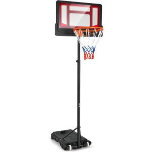 image:imageGoplus Portable Basketball Hoop Basketball Goal w43 FT82 FT Adjustable Height Ball Storage Indoor Outdoor WeatherResistance Basketball Hoop System for Outside Backyard DrivewayRedBlack