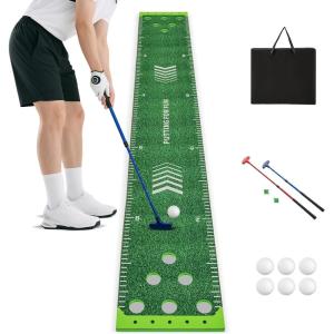 image:imageGoplus Putting Green Mat Portable Golf Game Set with 2 Adjustable Putters 6 Balls Carrying Bag Golf Putting Mat for Party Practice Home Backyard