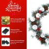 image:imageGoplus 30 Prelit Christmas Wreath Snow Flocked Lighted Xmas Wreath w 50 LED Lights Timer Pine Cone and Red Berries Battery Operated Front Door Artificial Wreath for Holiday Festival DecorationSnow Flocked
