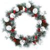 image:imageGoplus 30 Prelit Christmas Wreath Snow Flocked Lighted Xmas Wreath w 50 LED Lights Timer Pine Cone and Red Berries Battery Operated Front Door Artificial Wreath for Holiday Festival DecorationSnow Flocked