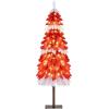 image:imageGoplus 4ft Flocked White Christmas Tree for Entrances Prelit Artificial Xmas Tree wWarm White LED Lights Flowers amp White Berries in Black Urn Base Porch Festival Holiday DecorationRedwhitebrown