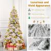 image:imageGoplus 4ft Flocked White Christmas Tree for Entrances Prelit Artificial Xmas Tree wWarm White LED Lights Flowers amp White Berries in Black Urn Base Porch Festival Holiday DecorationSnowy