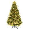 image:imageGoplus 4ft Flocked White Christmas Tree for Entrances Prelit Artificial Xmas Tree wWarm White LED Lights Flowers amp White Berries in Black Urn Base Porch Festival Holiday DecorationGreen
