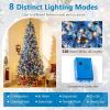 image:imageGoplus 7 FT PreLit Royal Blue Snow Flocked Christmas Tree Artificial Hinged Xmas Tree with 340 LED Lights 900 Branch Tips 3 Modes Timer Remote Metal Base Home Office Holiday DecorationBlue