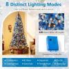 image:imageGoplus 7 FT PreLit Royal Blue Snow Flocked Christmas Tree Artificial Hinged Xmas Tree with 340 LED Lights 900 Branch Tips 3 Modes Timer Remote Metal Base Home Office Holiday DecorationBlue