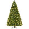 image:imageGoplus 7 FT PreLit Royal Blue Snow Flocked Christmas Tree Artificial Hinged Xmas Tree with 340 LED Lights 900 Branch Tips 3 Modes Timer Remote Metal Base Home Office Holiday DecorationGreen
