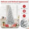 image:imageGoplus 7 FT PreLit Royal Blue Snow Flocked Christmas Tree Artificial Hinged Xmas Tree with 340 LED Lights 900 Branch Tips 3 Modes Timer Remote Metal Base Home Office Holiday DecorationWhite
