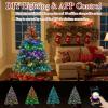 image:imageGoplus 7 FT PreLit Royal Blue Snow Flocked Christmas Tree Artificial Hinged Xmas Tree with 340 LED Lights 900 Branch Tips 3 Modes Timer Remote Metal Base Home Office Holiday DecorationMulticolored