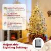 image:imageGoplus 7 FT PreLit Royal Blue Snow Flocked Christmas Tree Artificial Hinged Xmas Tree with 340 LED Lights 900 Branch Tips 3 Modes Timer Remote Metal Base Home Office Holiday DecorationSnowy