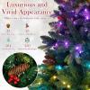 image:imageGoplus 7 FT PreLit Royal Blue Snow Flocked Christmas Tree Artificial Hinged Xmas Tree with 340 LED Lights 900 Branch Tips 3 Modes Timer Remote Metal Base Home Office Holiday DecorationMulticolored