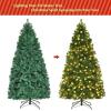 image:imageGoplus 7 FT PreLit Royal Blue Snow Flocked Christmas Tree Artificial Hinged Xmas Tree with 340 LED Lights 900 Branch Tips 3 Modes Timer Remote Metal Base Home Office Holiday DecorationGreen