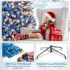 image:imageGoplus 7 FT PreLit Royal Blue Snow Flocked Christmas Tree Artificial Hinged Xmas Tree with 340 LED Lights 900 Branch Tips 3 Modes Timer Remote Metal Base Home Office Holiday DecorationBlue