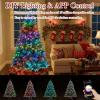 image:imageGoplus 7 FT PreLit Royal Blue Snow Flocked Christmas Tree Artificial Hinged Xmas Tree with 340 LED Lights 900 Branch Tips 3 Modes Timer Remote Metal Base Home Office Holiday DecorationMulticolored