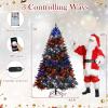 image:imageGoplus 7 FT PreLit Royal Blue Snow Flocked Christmas Tree Artificial Hinged Xmas Tree with 340 LED Lights 900 Branch Tips 3 Modes Timer Remote Metal Base Home Office Holiday DecorationMulticolored