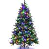 image:imageGoplus 7 FT PreLit Royal Blue Snow Flocked Christmas Tree Artificial Hinged Xmas Tree with 340 LED Lights 900 Branch Tips 3 Modes Timer Remote Metal Base Home Office Holiday DecorationGreen Pine Tree