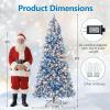 image:imageGoplus 7 FT PreLit Royal Blue Snow Flocked Christmas Tree Artificial Hinged Xmas Tree with 340 LED Lights 900 Branch Tips 3 Modes Timer Remote Metal Base Home Office Holiday DecorationBlue