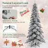 image:imageGoplus 7 FT PreLit Royal Blue Snow Flocked Christmas Tree Artificial Hinged Xmas Tree with 340 LED Lights 900 Branch Tips 3 Modes Timer Remote Metal Base Home Office Holiday DecorationSnowydrooping