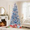 image:imageGoplus 7 FT PreLit Royal Blue Snow Flocked Christmas Tree Artificial Hinged Xmas Tree with 340 LED Lights 900 Branch Tips 3 Modes Timer Remote Metal Base Home Office Holiday DecorationBlue