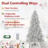 image:imageGoplus 7 FT PreLit Royal Blue Snow Flocked Christmas Tree Artificial Hinged Xmas Tree with 340 LED Lights 900 Branch Tips 3 Modes Timer Remote Metal Base Home Office Holiday DecorationWhite