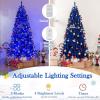 image:imageGoplus 7 FT PreLit Royal Blue Snow Flocked Christmas Tree Artificial Hinged Xmas Tree with 340 LED Lights 900 Branch Tips 3 Modes Timer Remote Metal Base Home Office Holiday DecorationRoyal Blue
