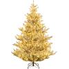 image:imageGoplus 7 FT PreLit Royal Blue Snow Flocked Christmas Tree Artificial Hinged Xmas Tree with 340 LED Lights 900 Branch Tips 3 Modes Timer Remote Metal Base Home Office Holiday DecorationSnowy
