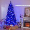 image:imageGoplus 7 FT PreLit Royal Blue Snow Flocked Christmas Tree Artificial Hinged Xmas Tree with 340 LED Lights 900 Branch Tips 3 Modes Timer Remote Metal Base Home Office Holiday DecorationRoyal Blue