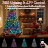 image:imageGoplus 7 FT PreLit Royal Blue Snow Flocked Christmas Tree Artificial Hinged Xmas Tree with 340 LED Lights 900 Branch Tips 3 Modes Timer Remote Metal Base Home Office Holiday DecorationMulticolored