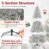 image:imageGoplus 7 FT PreLit Royal Blue Snow Flocked Christmas Tree Artificial Hinged Xmas Tree with 340 LED Lights 900 Branch Tips 3 Modes Timer Remote Metal Base Home Office Holiday DecorationWhite