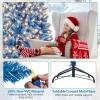 image:imageGoplus 7 FT PreLit Royal Blue Snow Flocked Christmas Tree Artificial Hinged Xmas Tree with 340 LED Lights 900 Branch Tips 3 Modes Timer Remote Metal Base Home Office Holiday DecorationBlue