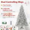 image:imageGoplus 7 FT PreLit Royal Blue Snow Flocked Christmas Tree Artificial Hinged Xmas Tree with 340 LED Lights 900 Branch Tips 3 Modes Timer Remote Metal Base Home Office Holiday DecorationWhite
