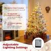 image:imageGoplus 7 FT PreLit Royal Blue Snow Flocked Christmas Tree Artificial Hinged Xmas Tree with 340 LED Lights 900 Branch Tips 3 Modes Timer Remote Metal Base Home Office Holiday DecorationSnowy