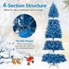 image:imageGoplus 7 FT PreLit Royal Blue Snow Flocked Christmas Tree Artificial Hinged Xmas Tree with 340 LED Lights 900 Branch Tips 3 Modes Timer Remote Metal Base Home Office Holiday DecorationBlue