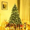 image:imageGoplus 7 FT PreLit Royal Blue Snow Flocked Christmas Tree Artificial Hinged Xmas Tree with 340 LED Lights 900 Branch Tips 3 Modes Timer Remote Metal Base Home Office Holiday DecorationGreen