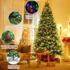 image:imageGoplus 7 FT PreLit Royal Blue Snow Flocked Christmas Tree Artificial Hinged Xmas Tree with 340 LED Lights 900 Branch Tips 3 Modes Timer Remote Metal Base Home Office Holiday DecorationGreen Pine Tree
